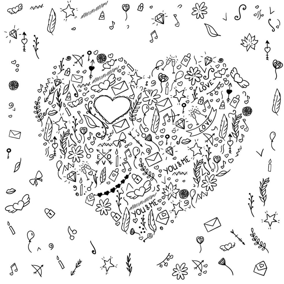 Herzsymbol aus kleinen Symbolen. Valentinstag vektor