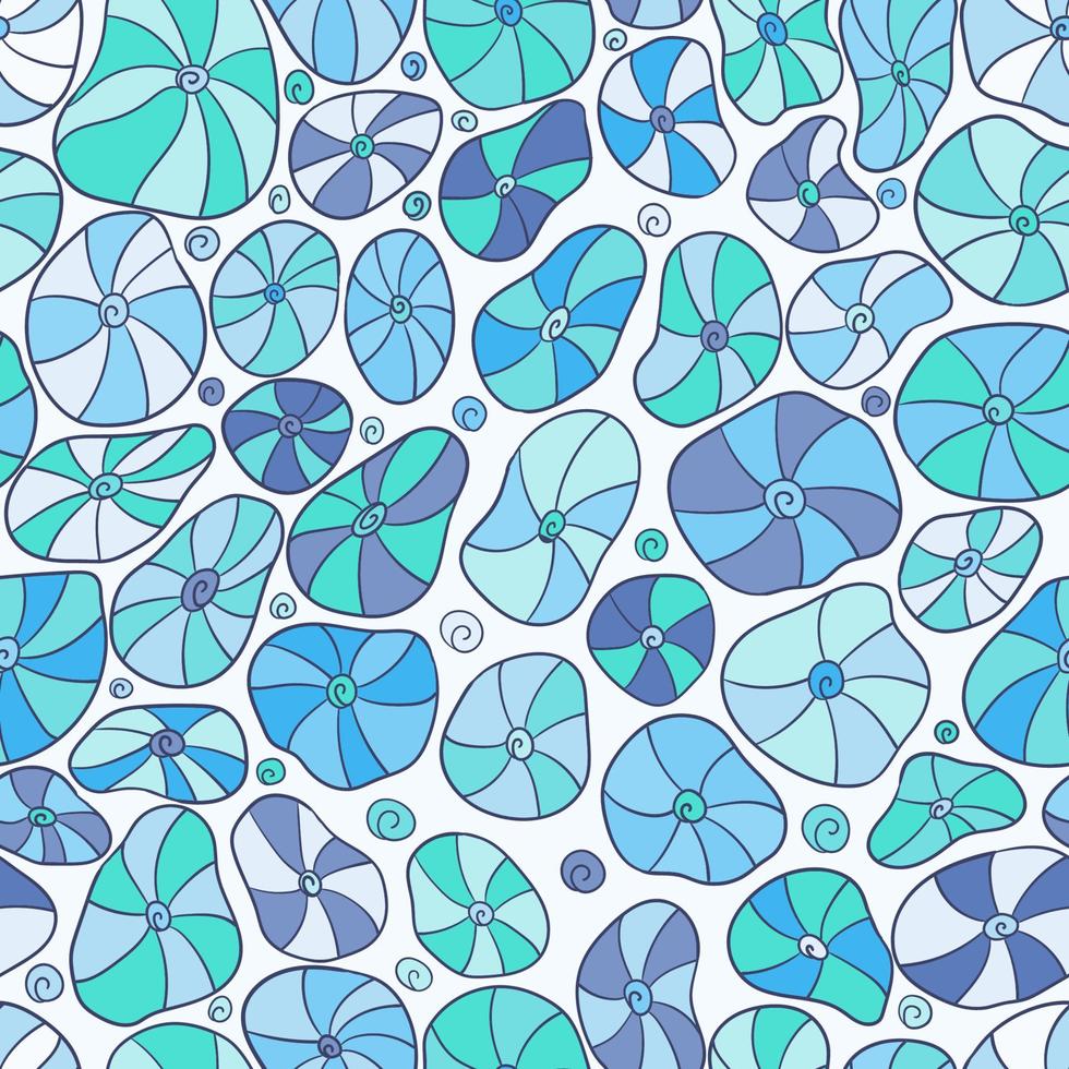 sömlös bakgrund med abstrakt tecknad havssnäckor. nautiskt mönster vektor