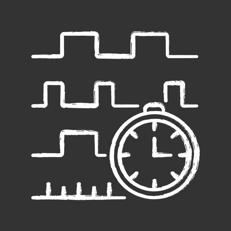 Zeitdiagramm-Kreide-Symbol. Signale im Zeitbereich gesetzt. Prozessdiagramm. Beschreibung der zeitlichen Beziehungen. Digitale Elektronik. digitale Kommunikation. isolierte vektortafelillustration vektor