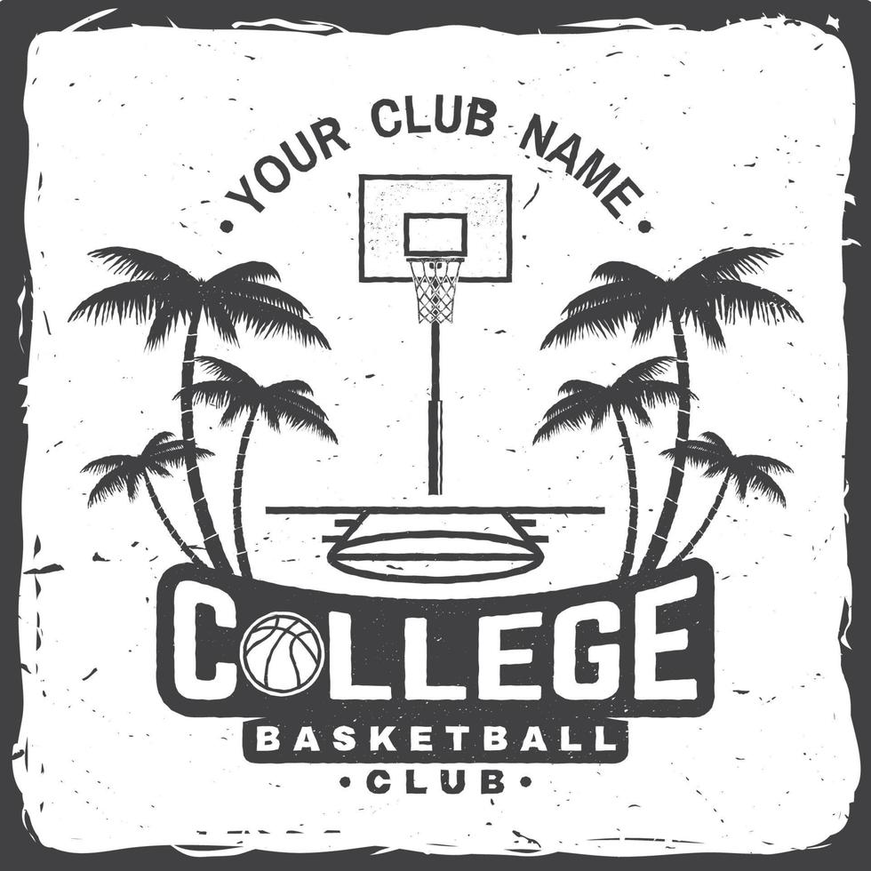 College-Basketball-Club-Abzeichen. Vektor-Illustration. konzept für hemd, druck, stempel. Vintage-Typografie-Design mit Basketballring, Netz und Ballsilhouette. vektor