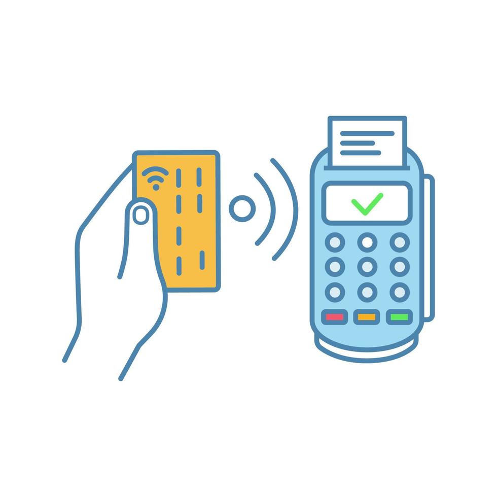 Farbsymbol für NFC-Zahlung. POS-Terminal. Zahlungsterminal. kontaktlose Transaktion. Near Field Communication. E-Zahlung. isolierte vektorillustration vektor