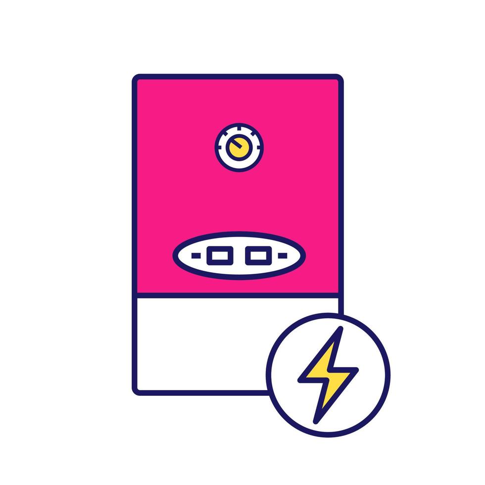 Symbol für die Farbe des elektrischen Heizkessels. Hauszentralheizung. Heizungssystem. isolierte Vektorillustration vektor