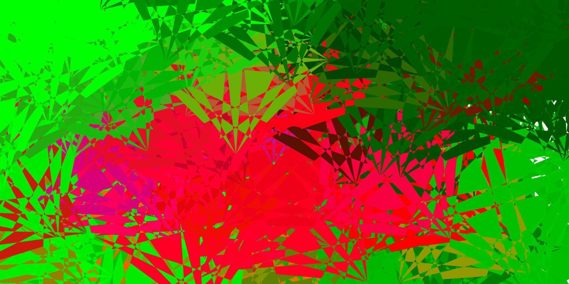 hellrosa, grünes Vektormuster mit polygonalen Formen. vektor