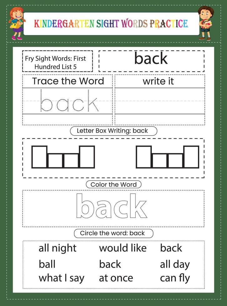 Kindergarten Sichtwörter üben vektor