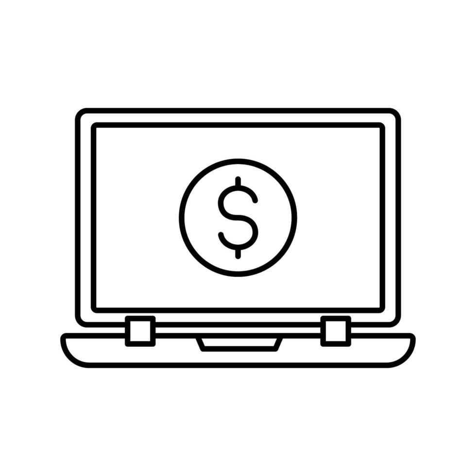 Laptop-Dollar-Vektorsymbol, das für kommerzielle Arbeiten geeignet ist und leicht geändert oder bearbeitet werden kann vektor