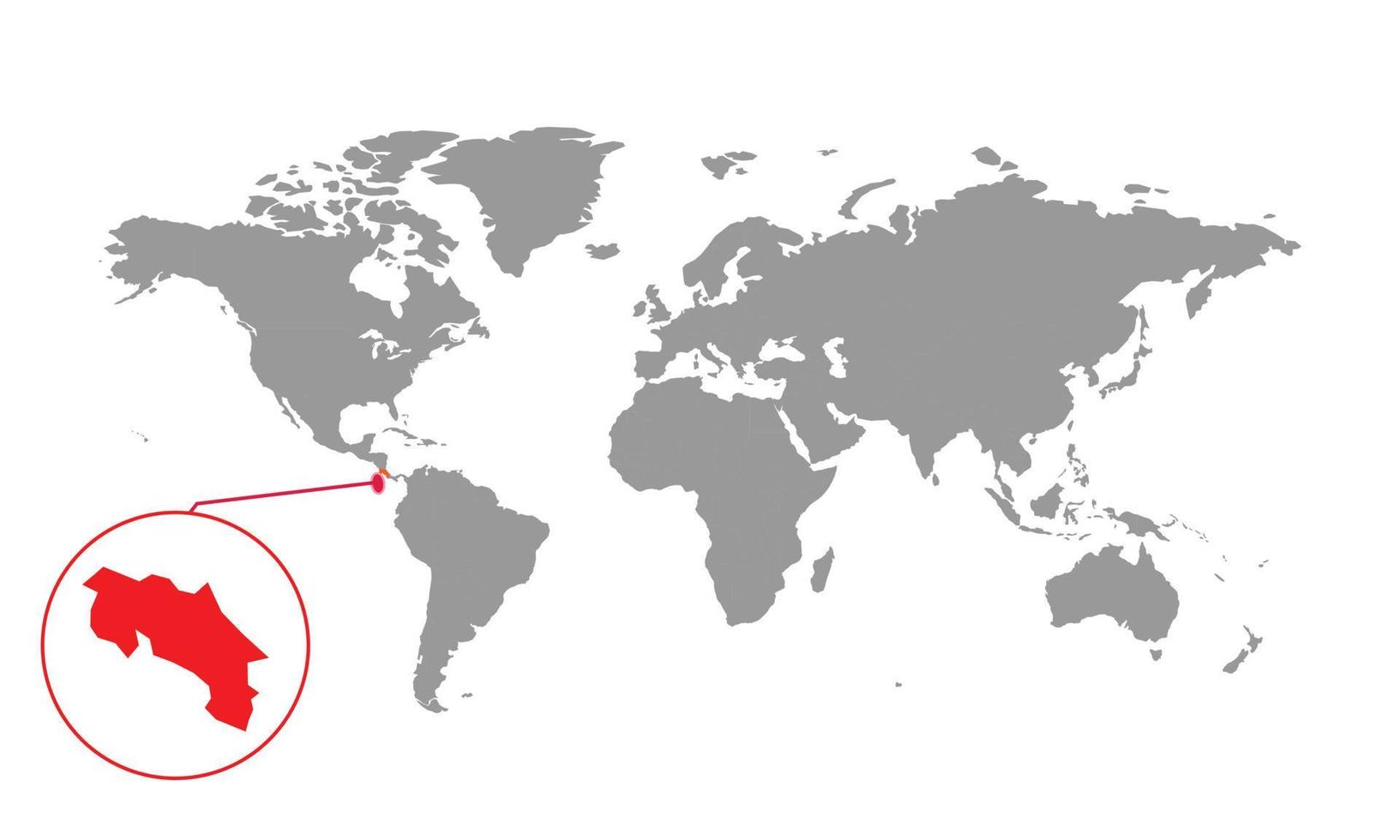 costa rica kartfokus. isolerad världskarta. isolerad på vit bakgrund. vektor illustration.