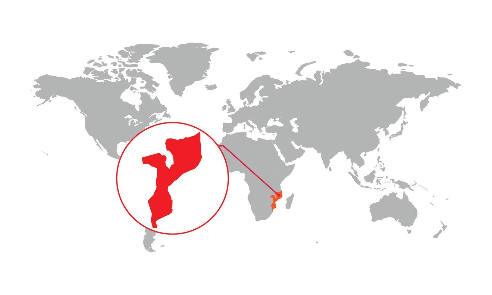 Mosambik Kartenfokus. isolierte Weltkarte. isoliert auf weißem Hintergrund. Vektor-Illustration. vektor