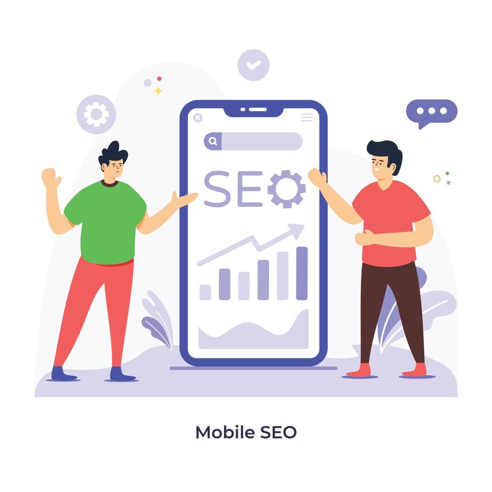 lättanvänd platt illustration av mobil SEO vektor