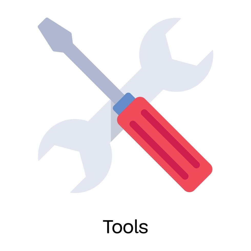skruvmejsel och skiftnyckel, platt ikon design av verktyg vektor