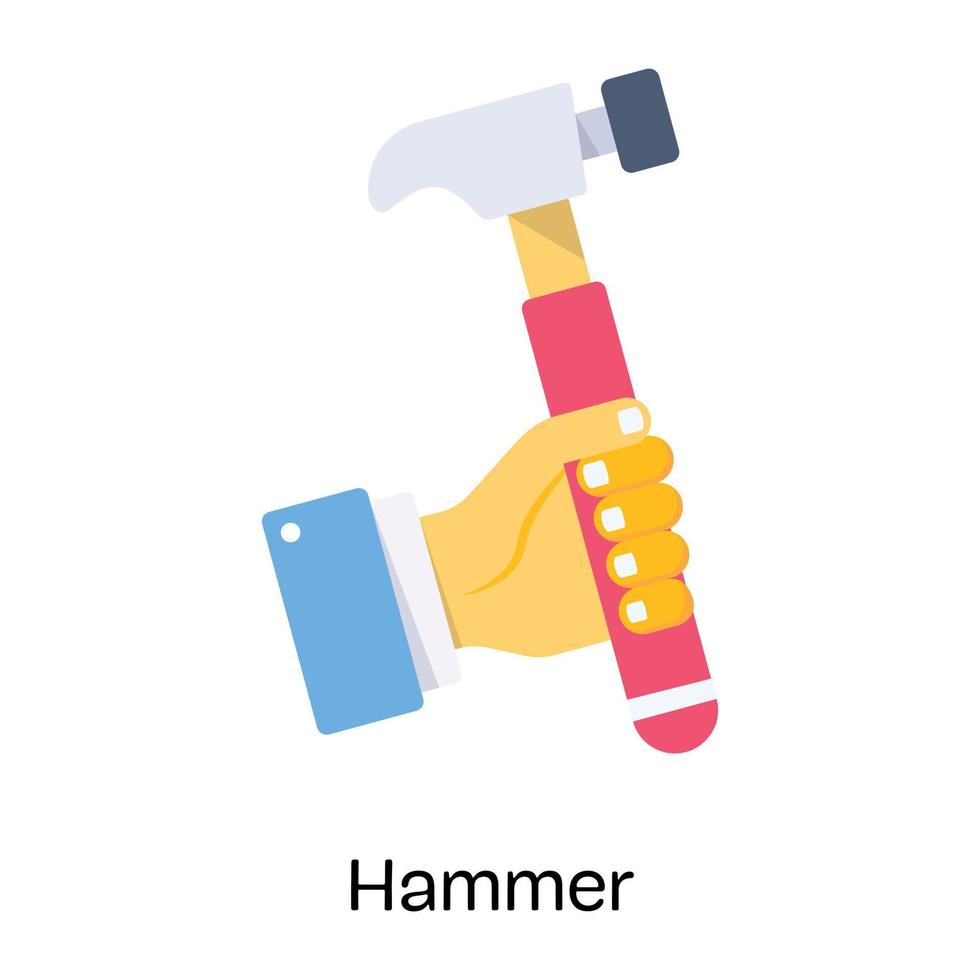 Laden Sie das Premium-Flachsymbol des Hammers herunter vektor