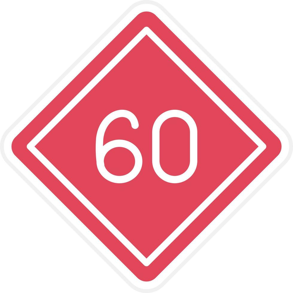 60 hastighetsbegränsning ikon stil vektor