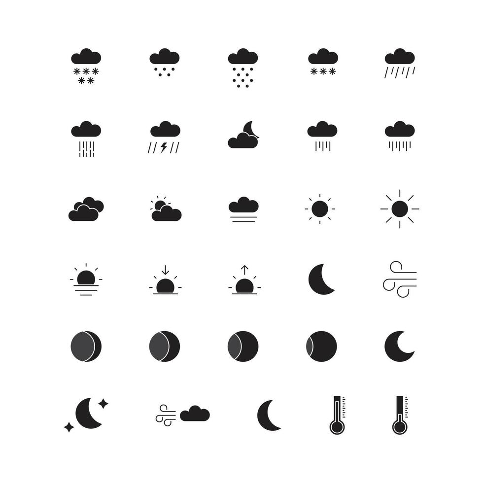 gesetzter Vektor des Wetters für Ikonensymbol-Netzillustration