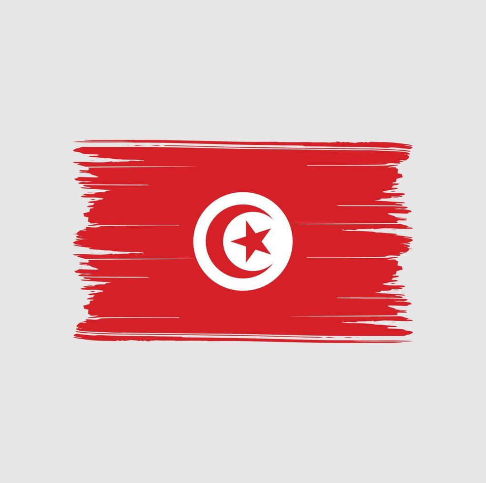 tunisien flagga penseldrag. National flagga vektor