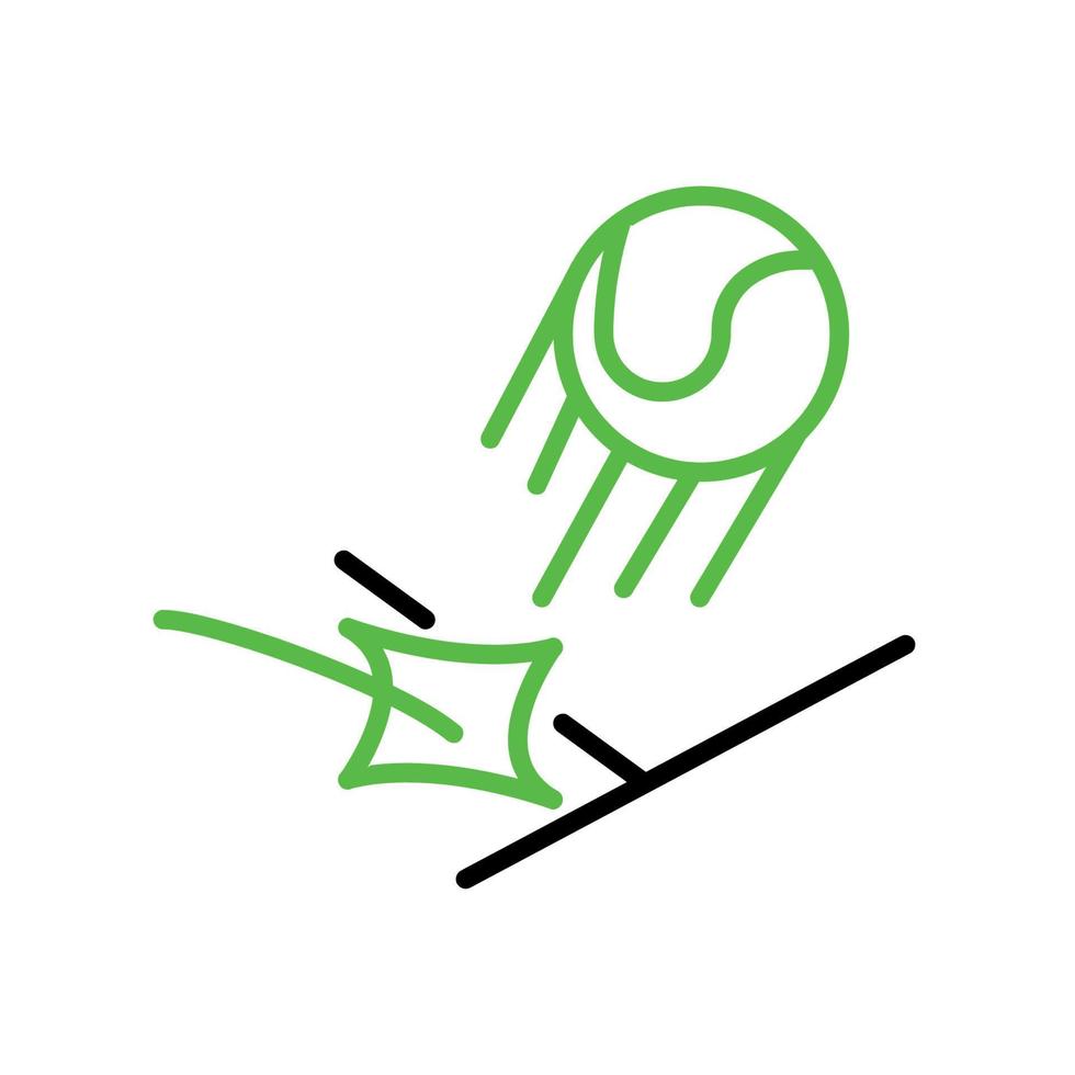 Tennisball-Symbol. Der Tennisball trifft den Boden und bekommt Punkte. Dieses Symbol ist das Symbolsymbol des Tennismatches. Icon-Set für Sportwettkämpfe. editierbarer Strich. Logo, Web und App. vektor