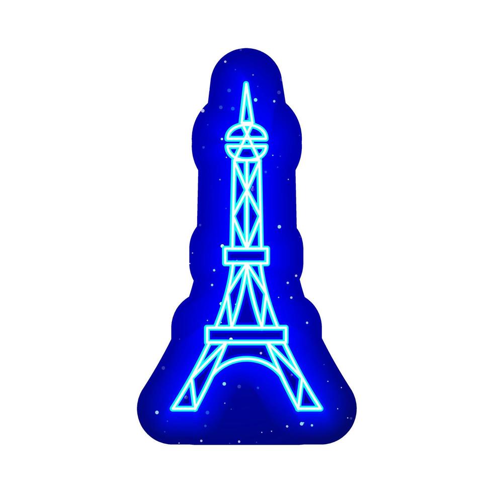 Blaues Neon-Eiffelturm-Symbol. Mitternachtsblau. neon alt frankreich eiffel architektonisches design. realistische neonikone. Es gibt einen Maskenbereich auf weißem Hintergrund. vektor