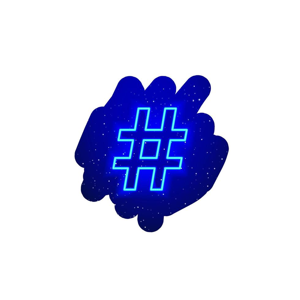 Neon-LED blauer Nummernzeichen-Symboltyp. Mitternachtsblaues realistisches Neon-Symbol. Neon Nummernschild Symbol Nachtshow. isoliert auf weißem Hintergrund. vektor