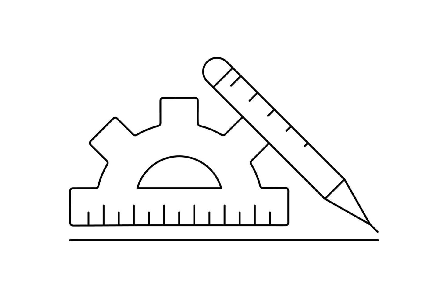 Symbolsatz für Bleistift und Lineal. vektor