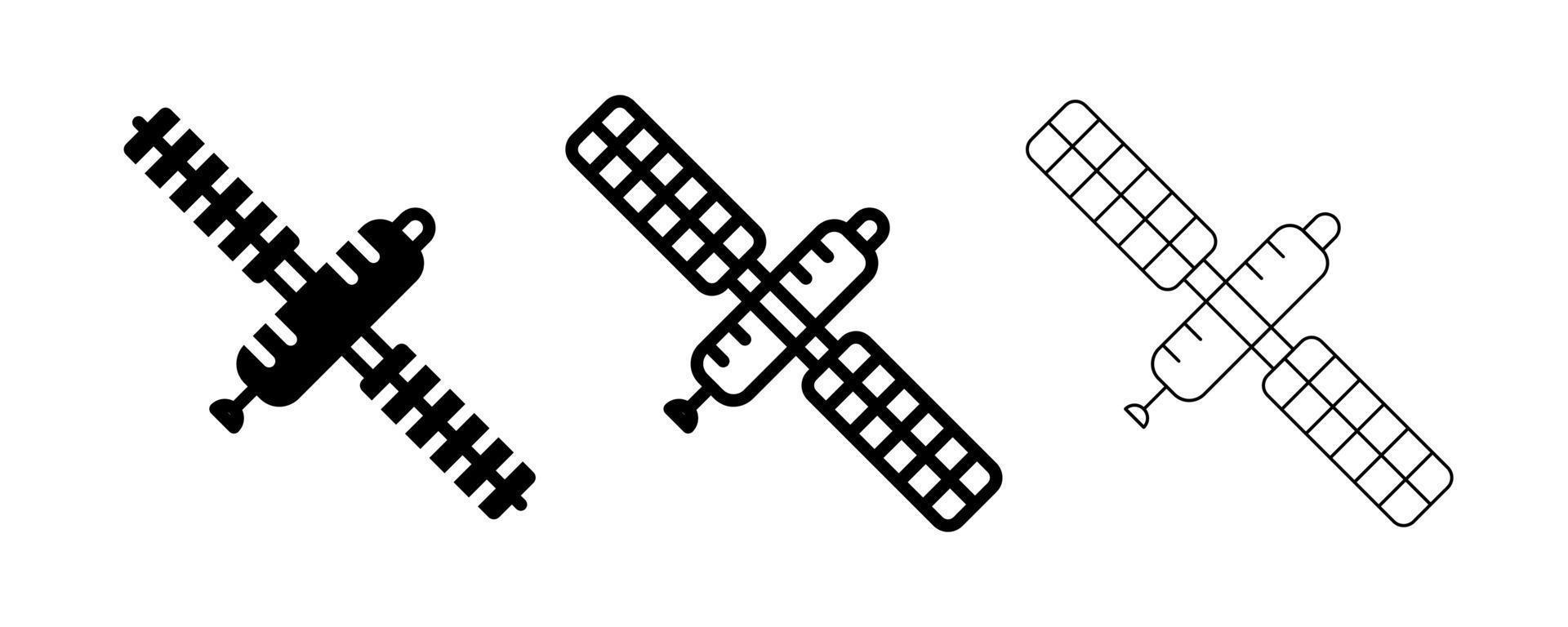 Symbolvektor für meteorologische Satelliten. Umriss meteorologische Satelliten Weltwettersymbol. vektor