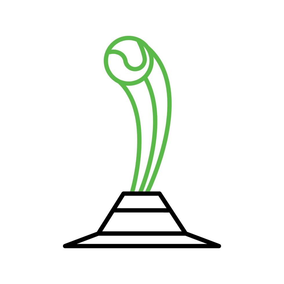 Tennis-Trophäensymbol mit Tennisball. Dieses Symbol ist das Symbol Ihres Tennismatches. Symbol für Sportwettkämpfe. editierbarer Strich. Logo, Web und App. vektor