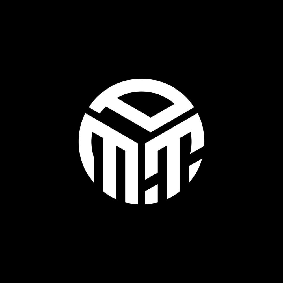 pmt-Buchstaben-Logo-Design auf schwarzem Hintergrund. pmt kreative Initialen schreiben Logo-Konzept. pmt Briefgestaltung. vektor