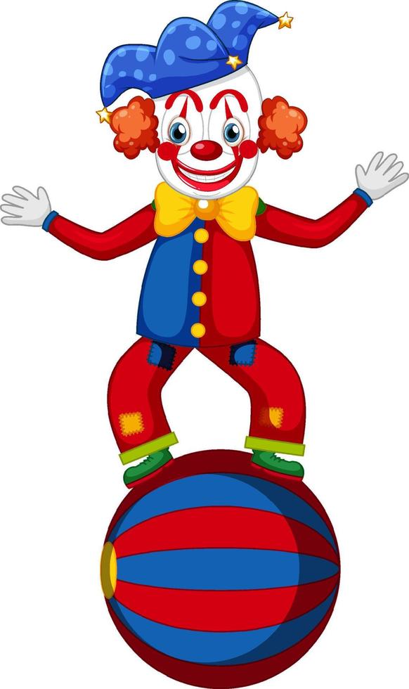 süßer clown, der mit ball auftritt vektor