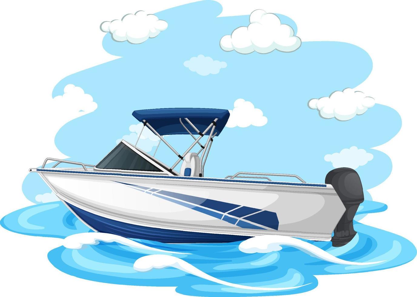 motorbåt i tecknad stil på vit bakgrund vektor