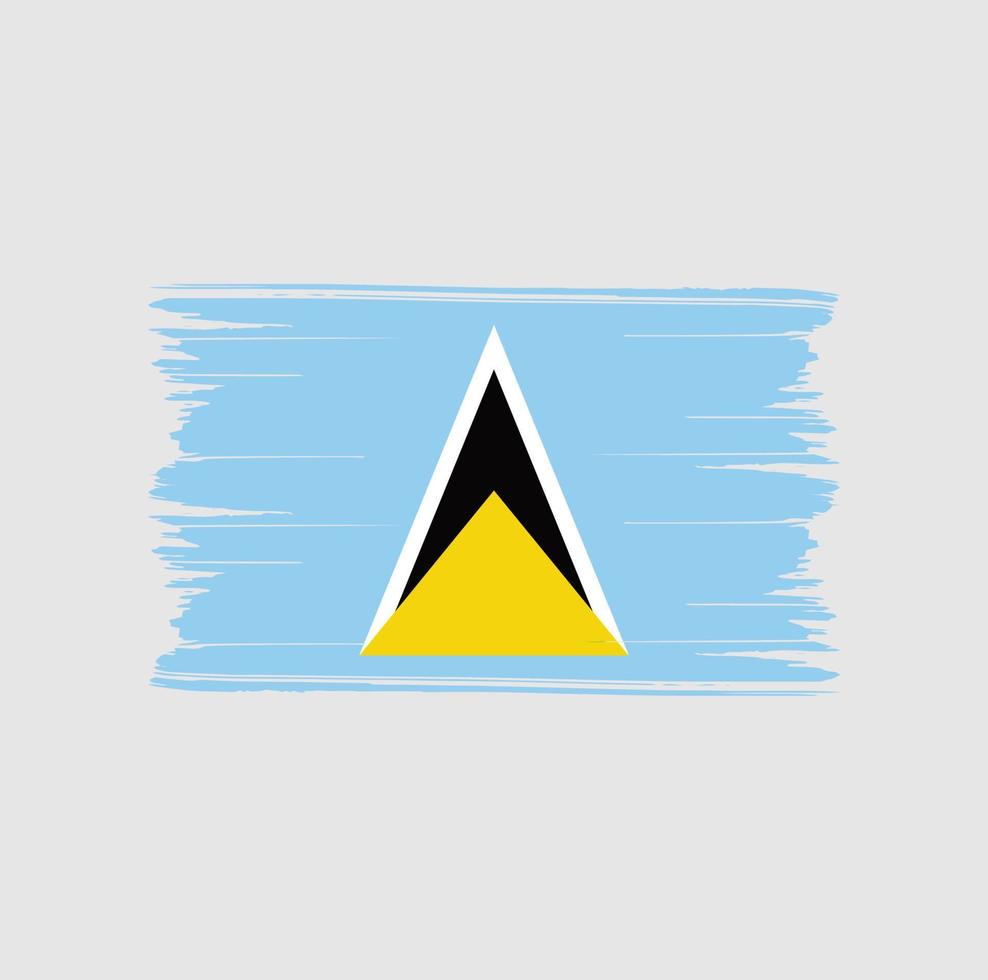 St. Lucia Flagge Pinselstriche. Nationalflagge vektor