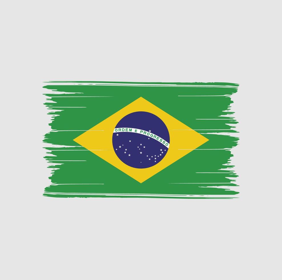 penseldrag för Brasiliens flagga. National flagga vektor