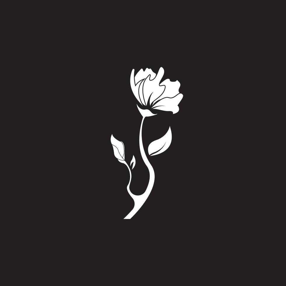blomma ikon och symbol med svart bakgrund vektor