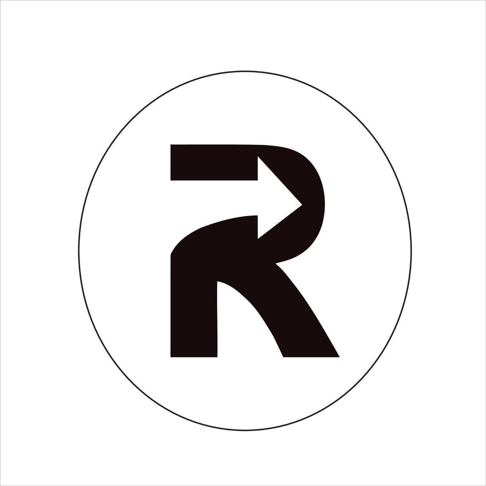 unik minimalistisk logotyp bokstaven r med pilikon vektor