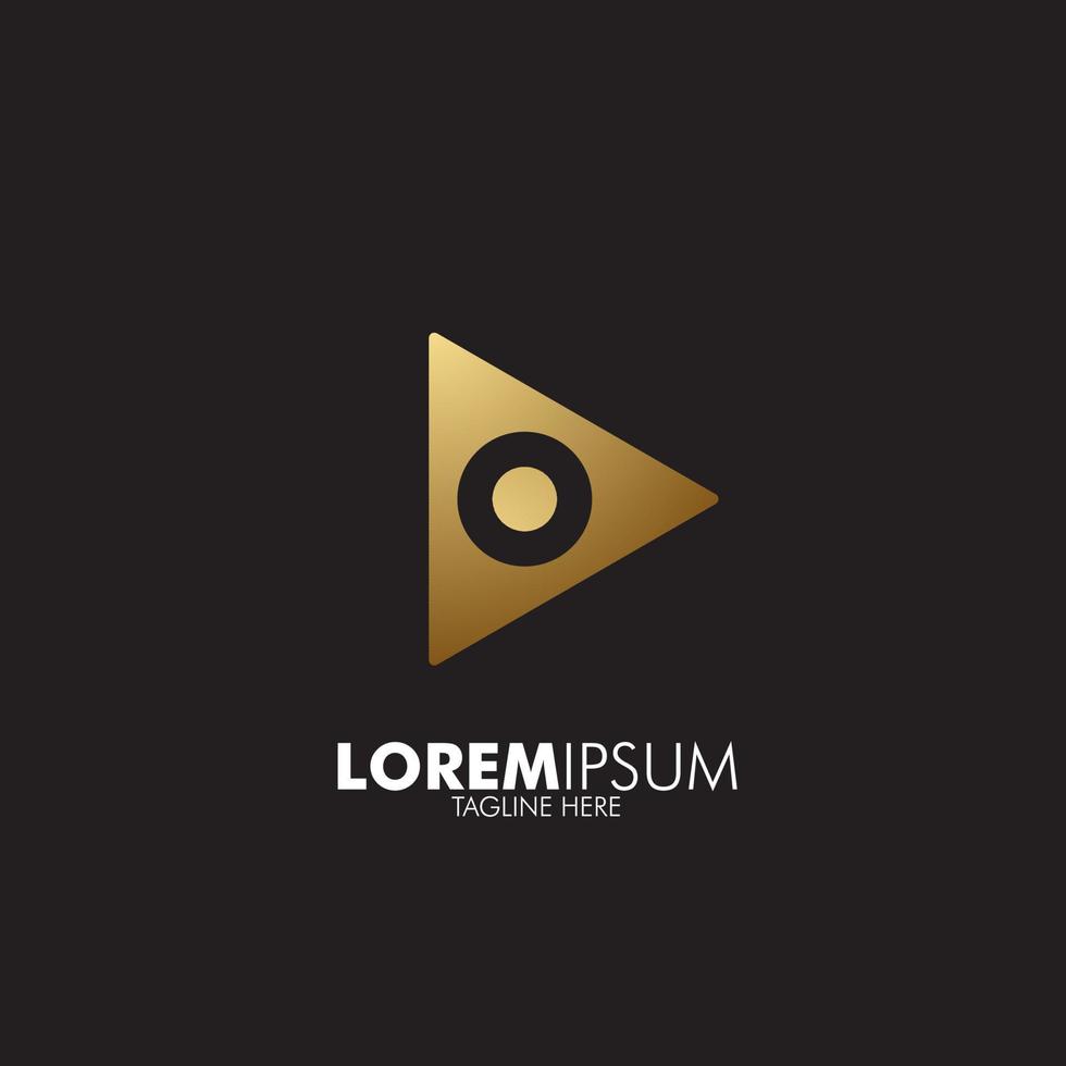 gyllene spela logotyp ikon för musik och mediaspelare företag, vektor