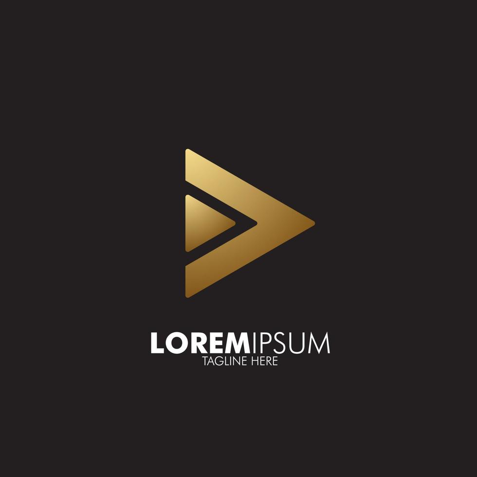 gyllene spela logotyp ikon för musik och mediaspelare företag, vektor