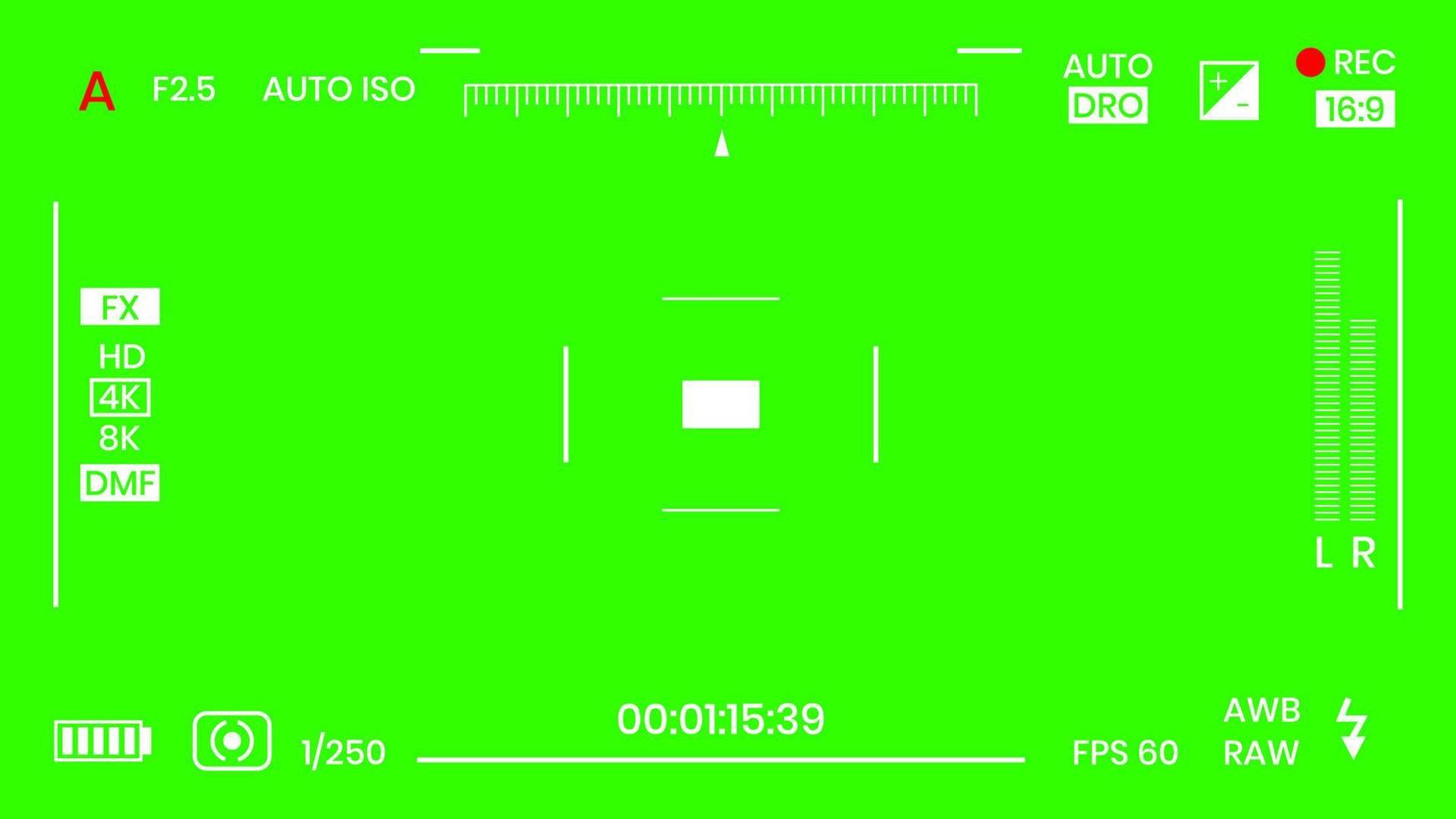 grön färgad chroma key kamera rec ram sökare överlägg bakgrund skärm platt stil design vektorillustration. chroma key vfx skärm kamera överlägg abstrakt bakgrund koncept för videofilmer vektor