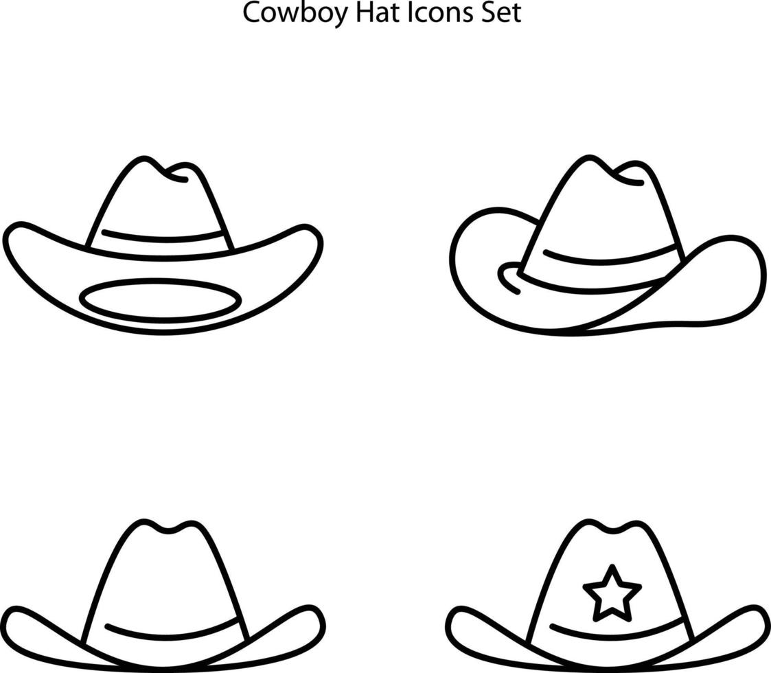 cowboyhatt ikonen enkelt tecken. cowboyhattikon tunn linje kontur linjär cowboyhattsymbol för logotyp, webb, app, mobil, mall vektor