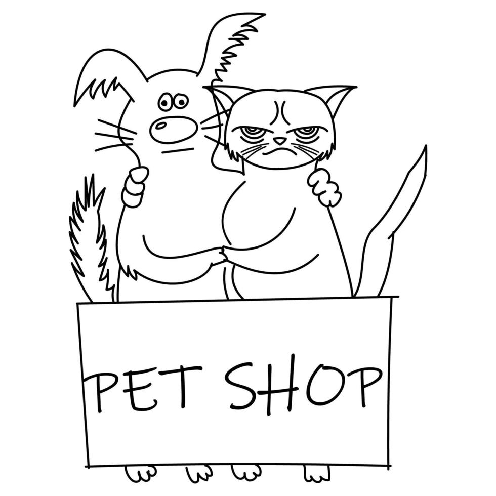 söt katt och hund. bästa vänner. vektor illustration