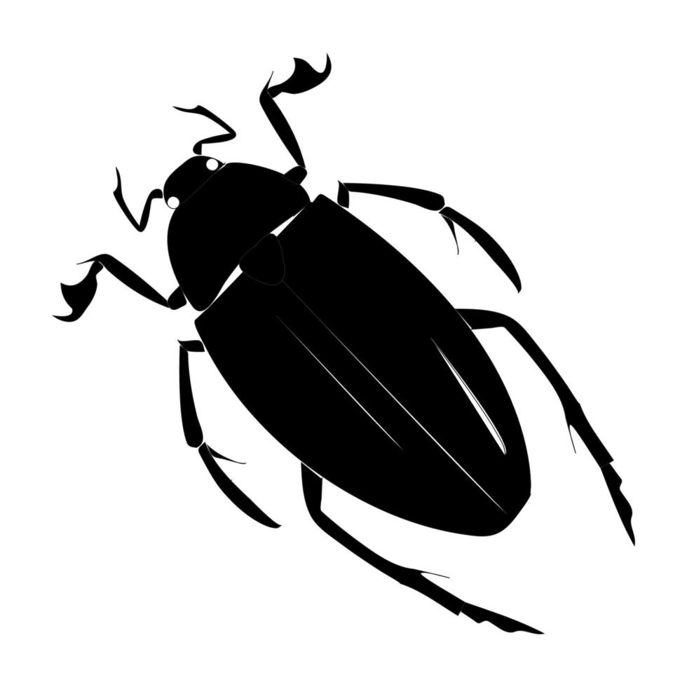 schwarze einfache Silhouette eines Käfers auf weißem Hintergrund vektor