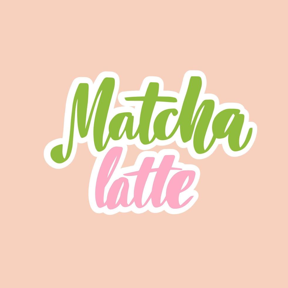 matcha latte grünes plakat, etikett, logo. handgezeichnete beschriftungsphrase. Kalligrafie-Vektor-Illustration. Banner mit natürlichem, organischem Design. vektor