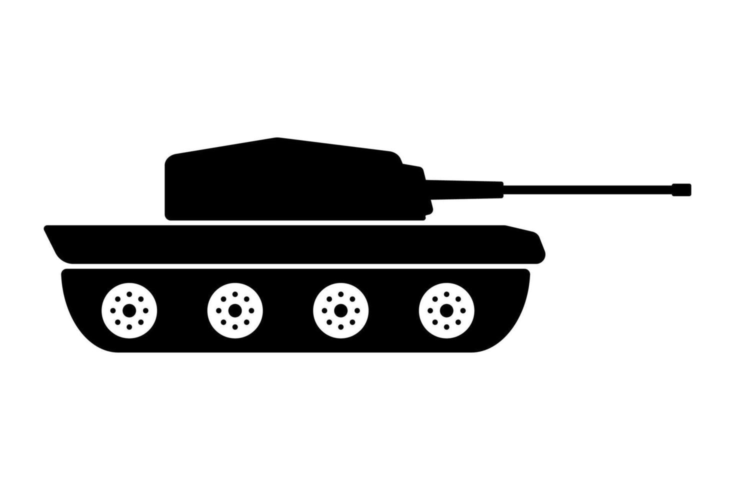 Militärpanzer-Silhouette-Symbol. Piktogramm der Panzerfahrzeuge. Panzerarmee schwarzes Symbol. Symbol für bewaffnete Maschinenwaffen. Transportlogo der Armee. Verteidigung Kriegsmunition. isolierte Vektorillustration. vektor