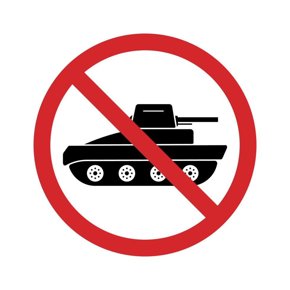 panzer fordon kraft röd stoppskylt. förbud symbol militär tank siluett ikon. fara tank armé symbol. försiktighet transport vapen ikon. förbjudna armén tecken. isolerade vektor illustration.