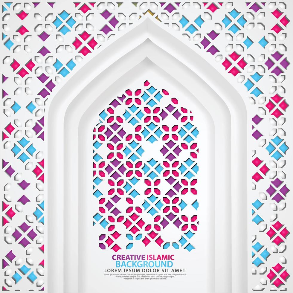 realistisk dörrmoskéstruktur med dekorativ mosaik för element islamisk designbakgrunder vektor