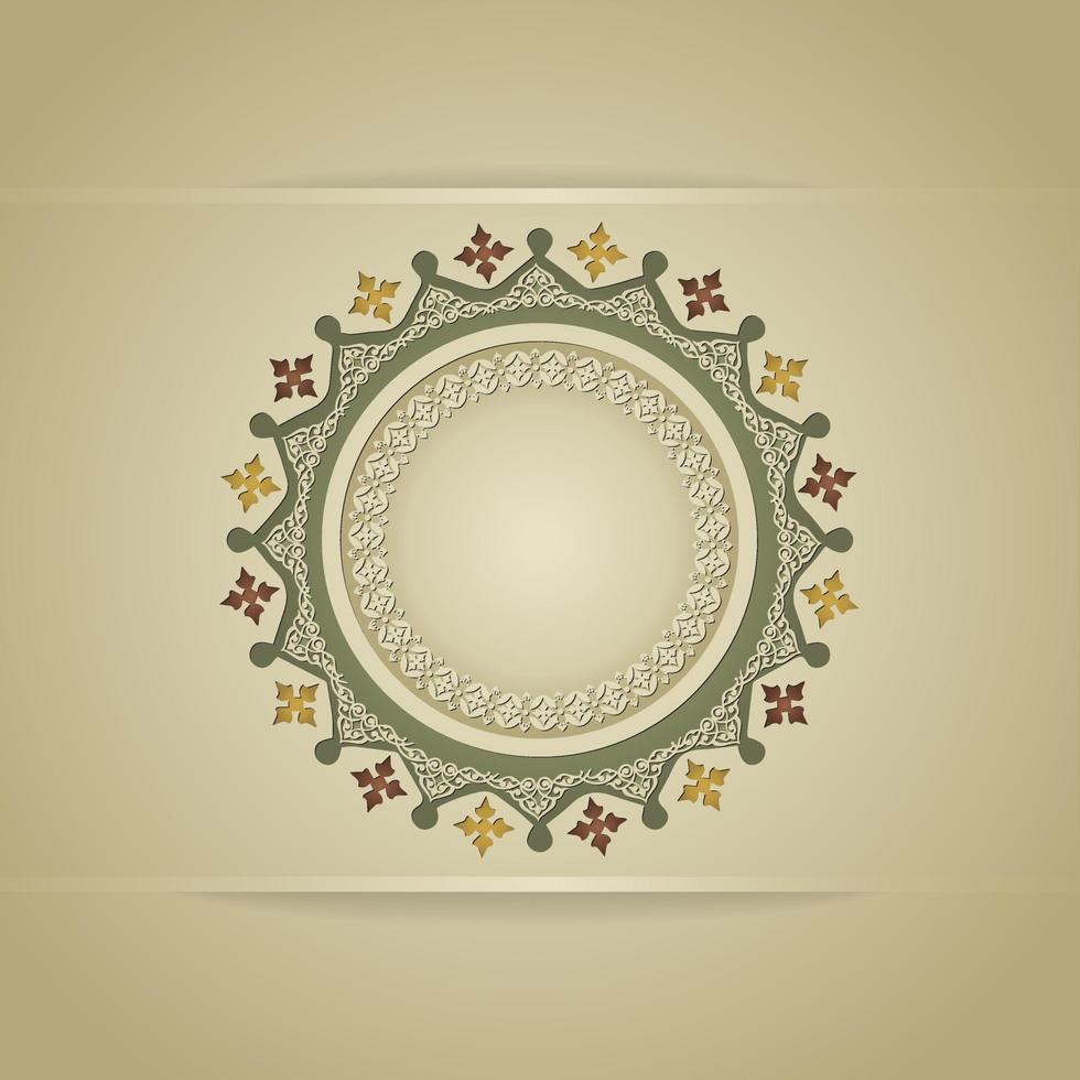 realistisches islamisches dekoratives buntes detail des mosaiks, grußkartenschablone vektor
