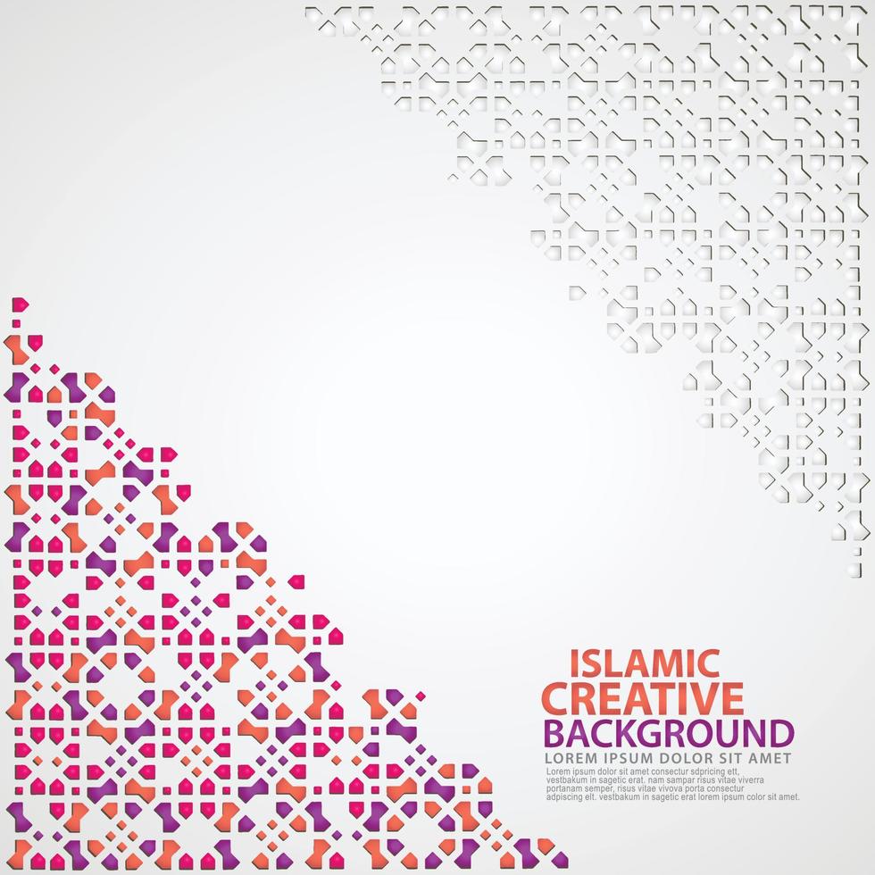 islamisk design gratulationskort bakgrundsmall med dekorativa färgglada mosaik vektor