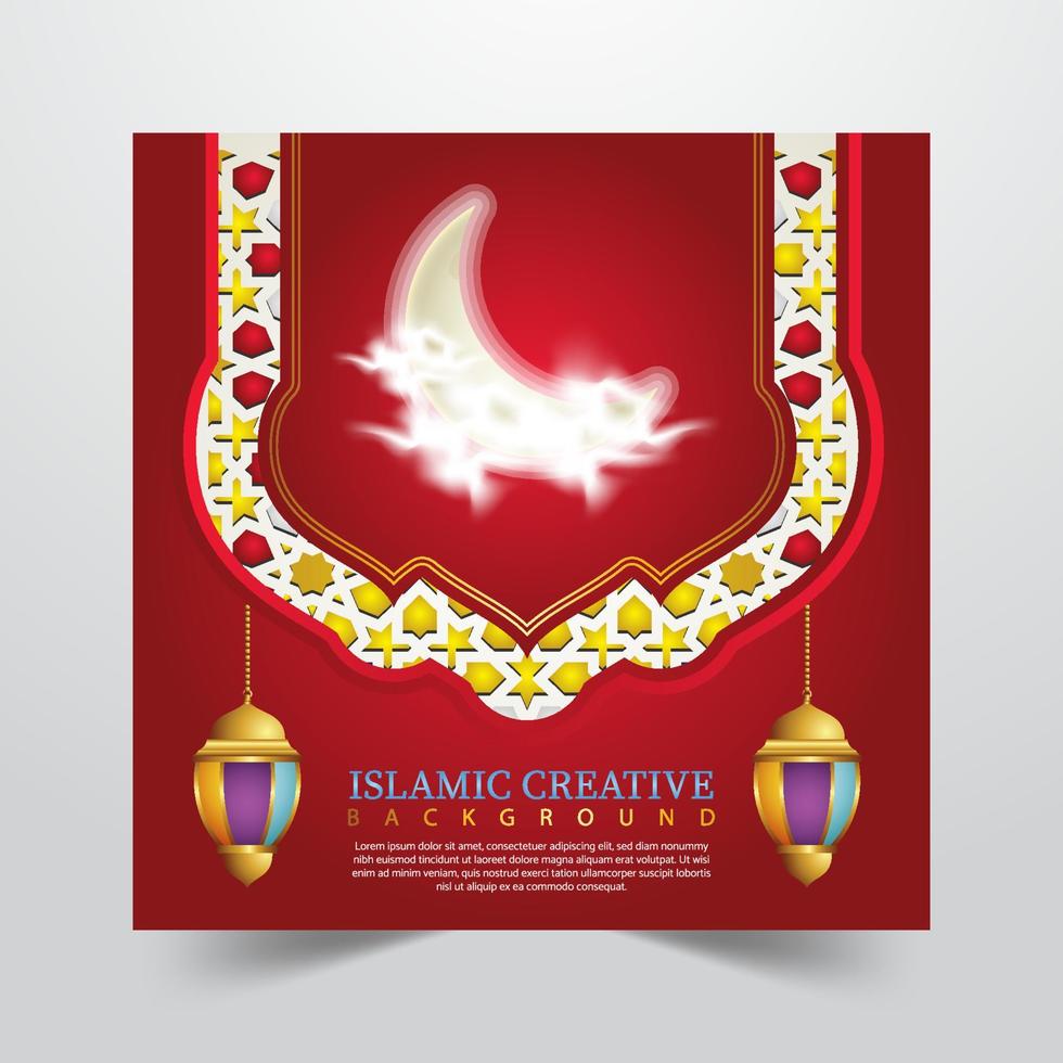 islamisk design gratulationskort bakgrundsmall med dekorativa färgglada detaljer av islamisk konst ornament blommig mosaik vektorillustration vektor