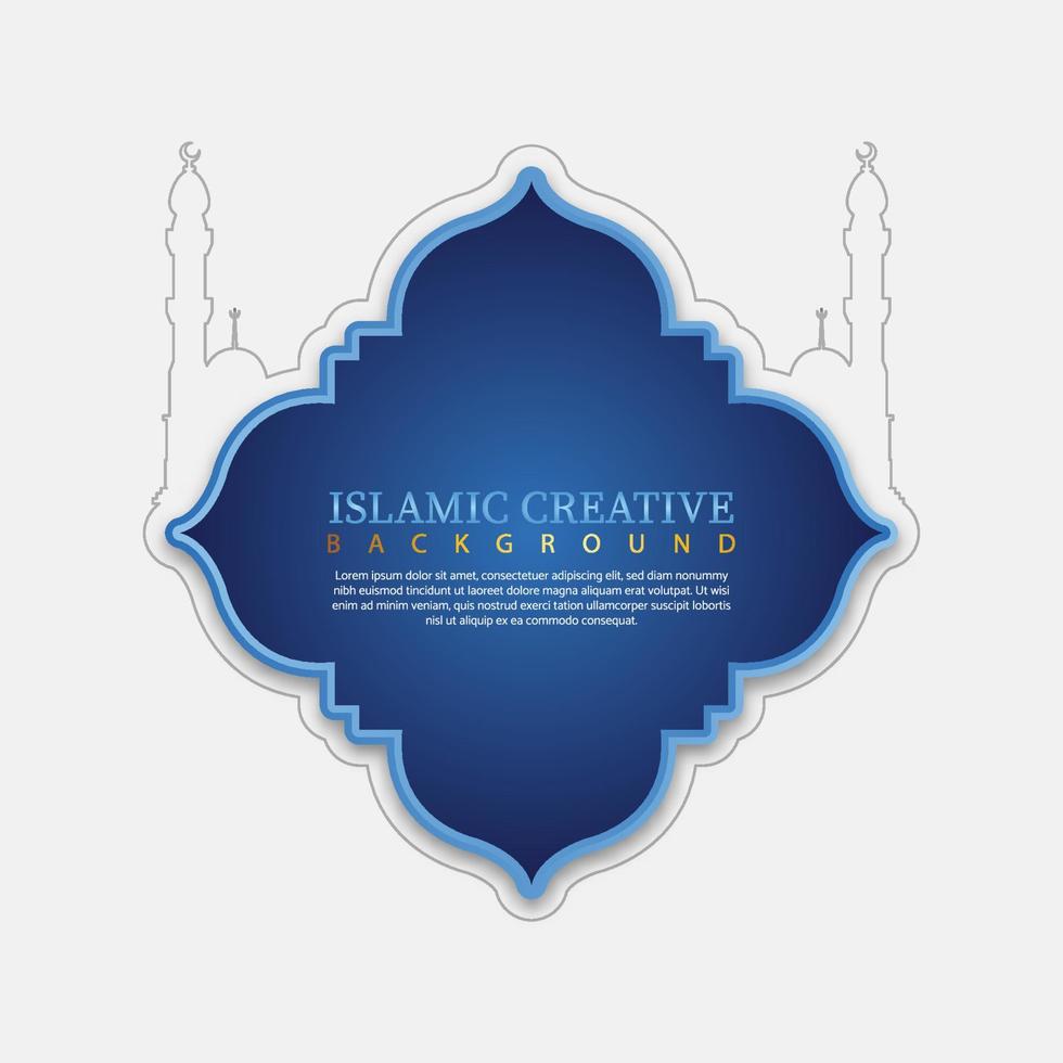 blå och guldfärgad design för ramadan kareem arabisk kalligrafi med moskésiluett, halvmåne och islamiska lyktor vektor