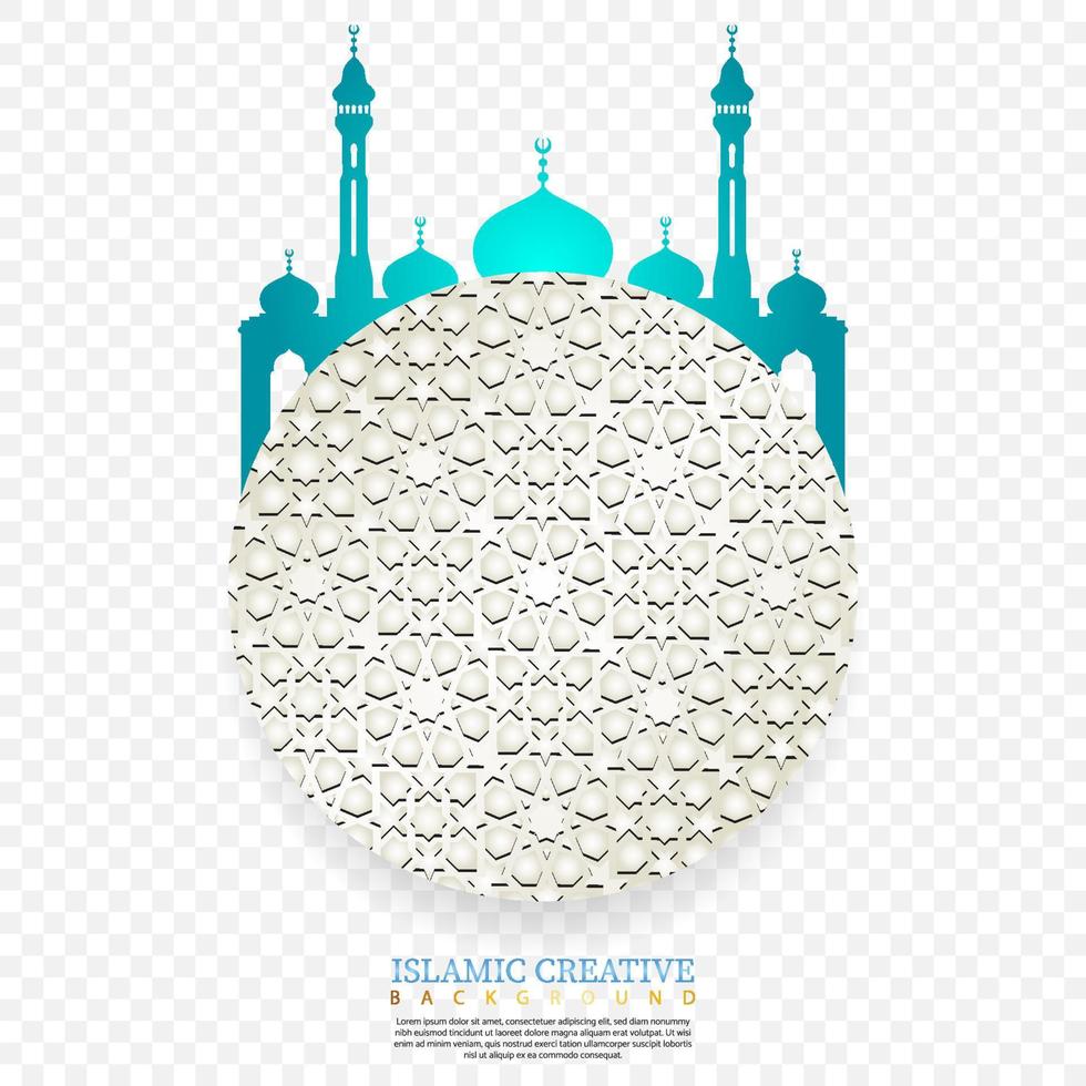 islamische Design-Grußkarten-Hintergrundschablone mit dekorativen bunten Details der islamischen Kunst verziert Blumenmosaik-Vektorillustration vektor