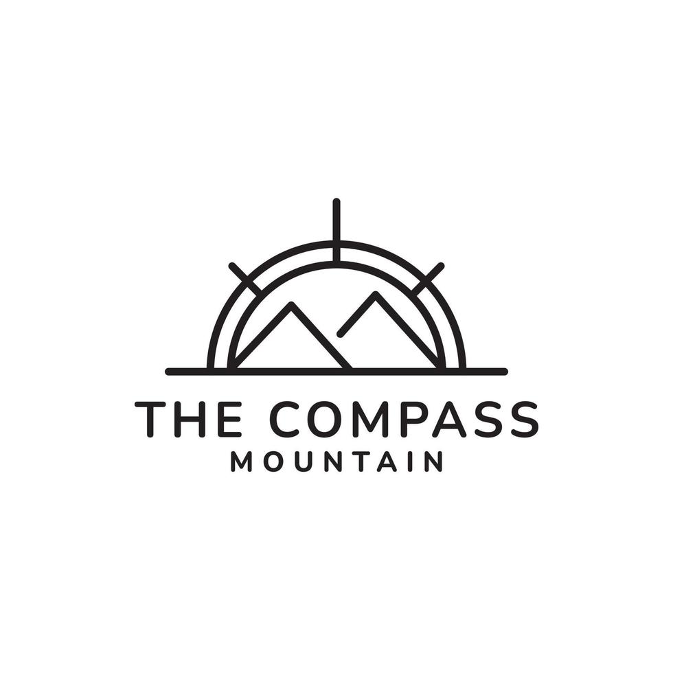 kompass och bergsäventyrslogotyp vektor
