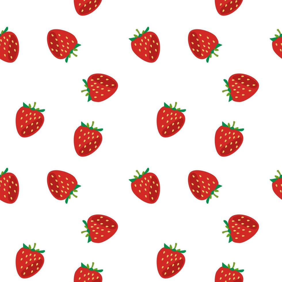 Erdbeere nahtloser Hintergrundvektor auf weißem Hintergrund vektor