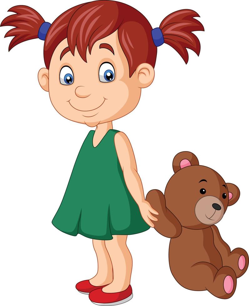 Cartoon kleines Mädchen mit Teddybär vektor