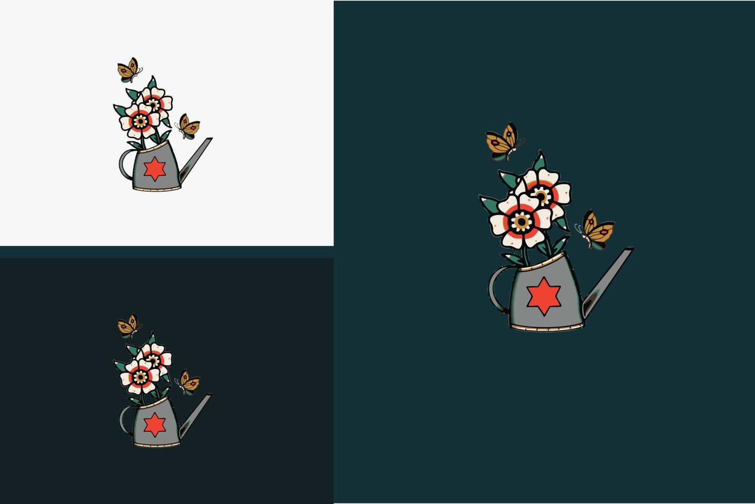 konstverk design av kruka och blomma vektor