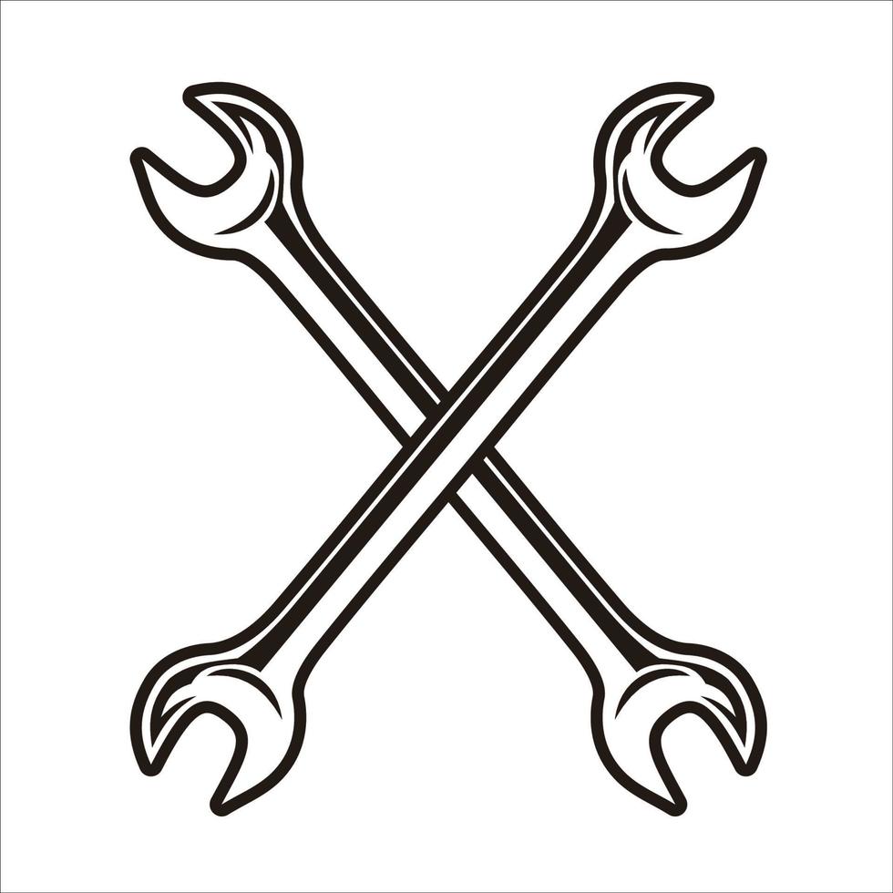 Werkzeugsymbol für gekreuzten Schraubenschlüssel vektor